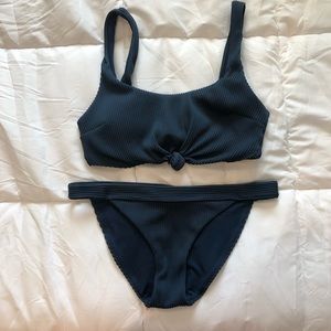 Navy blue two piece bikini set